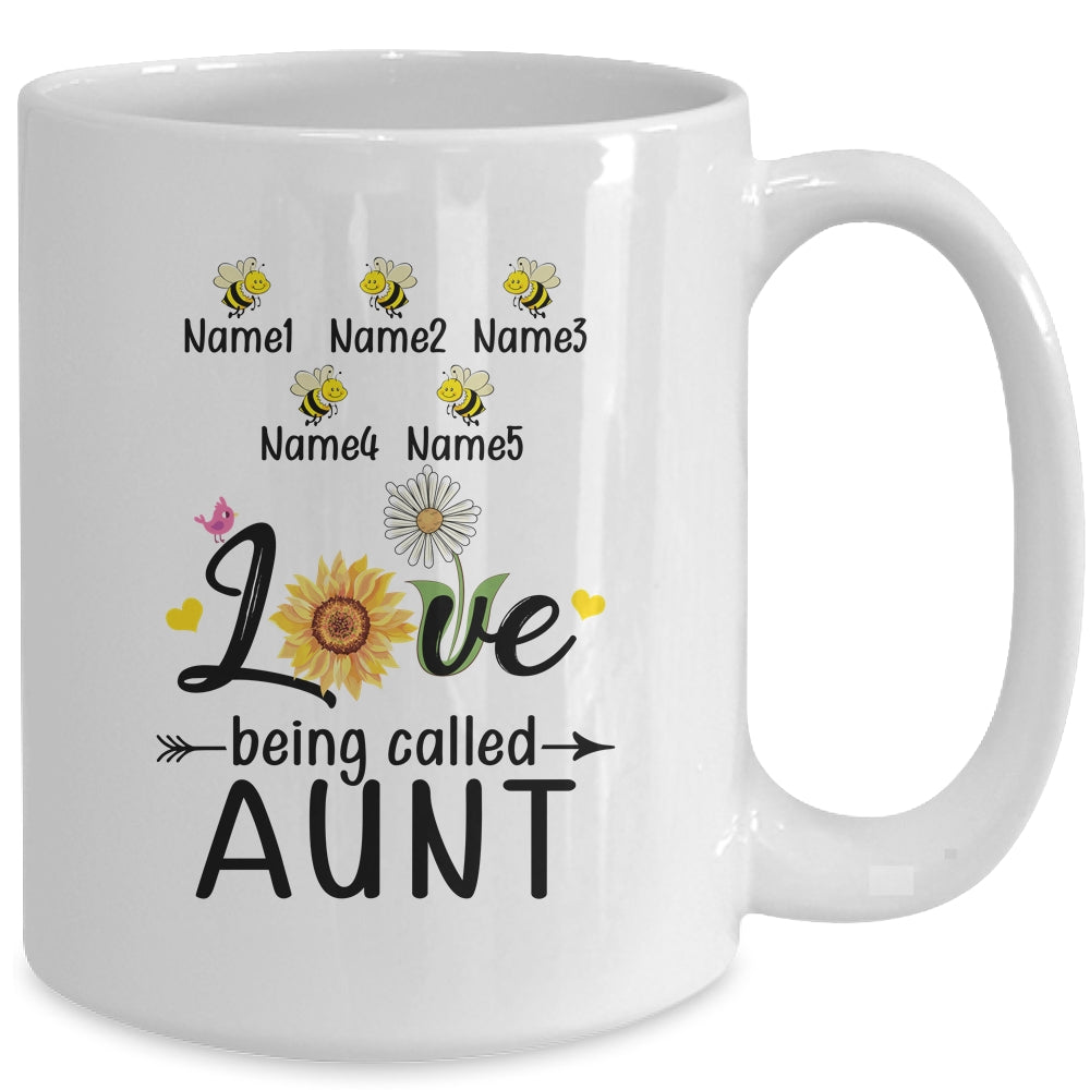 Personalized Being Called Aunt Custom With Kids Name Sunflower Mothers Day Birthday Christmas Mug | siriusteestore