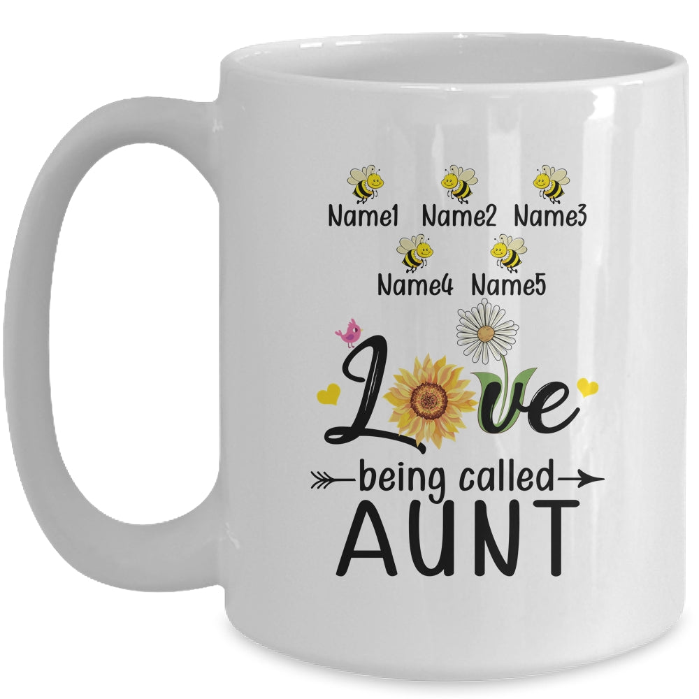 Personalized Being Called Aunt Custom With Kids Name Sunflower Mothers Day Birthday Christmas Mug | siriusteestore
