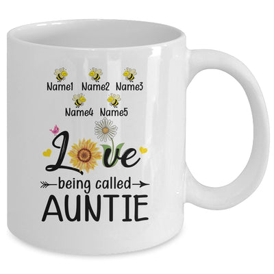 Personalized Being Called Auntie Custom With Kids Name Sunflower Mothers Day Birthday Christmas Mug | siriusteestore