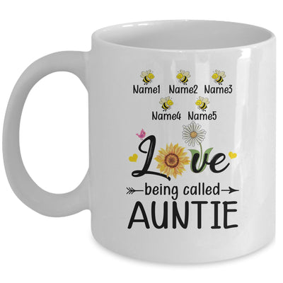 Personalized Being Called Auntie Custom With Kids Name Sunflower Mothers Day Birthday Christmas Mug | siriusteestore