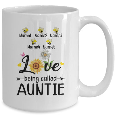 Personalized Being Called Auntie Custom With Kids Name Sunflower Mothers Day Birthday Christmas Mug | siriusteestore