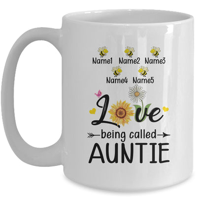 Personalized Being Called Auntie Custom With Kids Name Sunflower Mothers Day Birthday Christmas Mug | siriusteestore