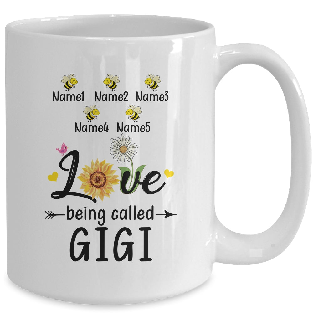 Personalized Being Called Gigi Custom With Grandkids Name Sunflower Mothers Day Birthday Christmas Mug | siriusteestore