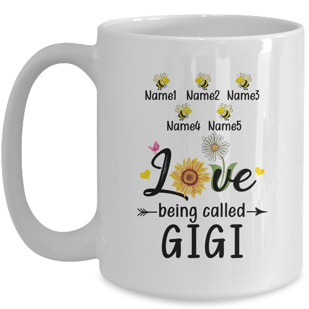 Personalized Being Called Gigi Custom With Grandkids Name Sunflower Mothers Day Birthday Christmas Mug | siriusteestore