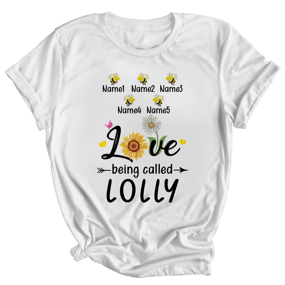 Personalized Being Called Lolly Custom With Grandkids Name Sunflower Mothers Day Birthday Christmas Shirt & Tank Top | siriusteestore