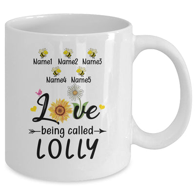 Personalized Being Called Lolly Custom With Grandkids Name Sunflower Mothers Day Birthday Christmas Mug | siriusteestore