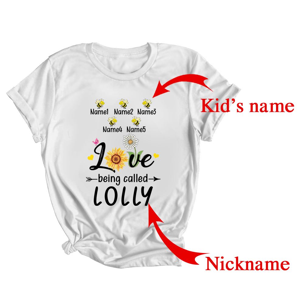 Personalized Being Called Lolly Custom With Grandkids Name Sunflower Mothers Day Birthday Christmas Shirt & Tank Top | Custom | siriusteestore