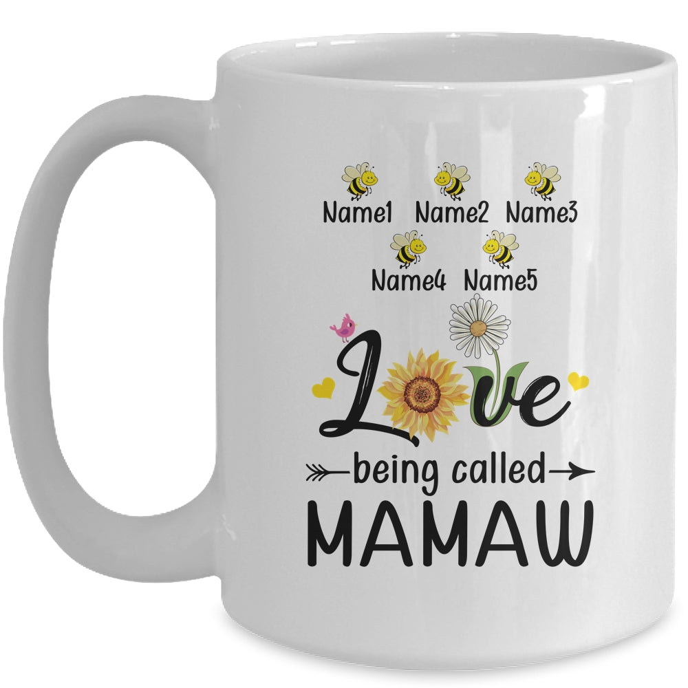Personalized Being Called Mamaw Custom With Grandkids Name Sunflower Mothers Day Birthday Christmas Mug | siriusteestore