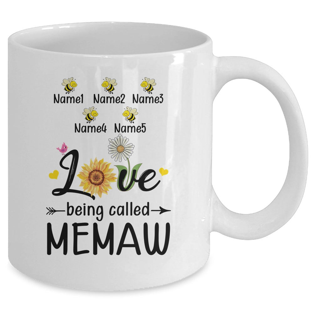 Personalized Being Called Memaw Custom With Grandkids Name Sunflower Mothers Day Birthday Christmas Mug | siriusteestore