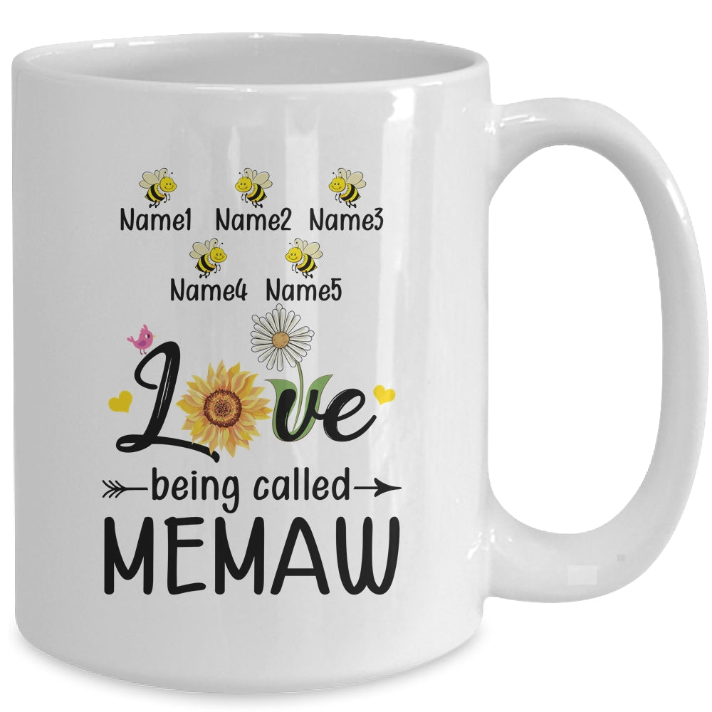Personalized Being Called Memaw Custom With Grandkids Name Sunflower Mothers Day Birthday Christmas Mug | siriusteestore