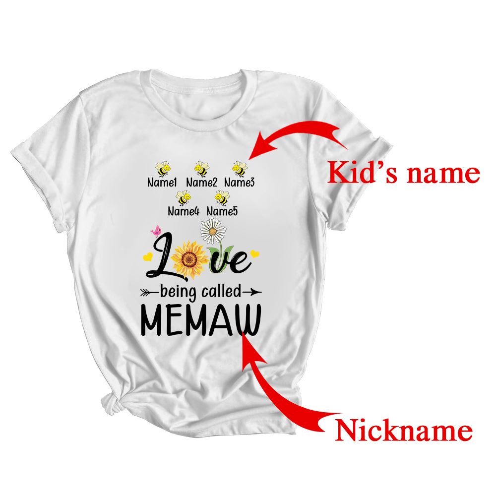 Personalized Being Called Memaw Custom With Grandkids Name Sunflower Mothers Day Birthday Christmas Shirt & Tank Top | Custom | siriusteestore