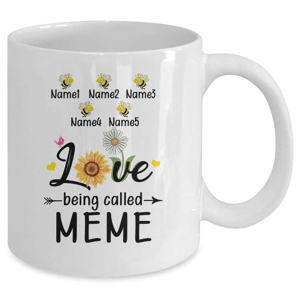 Personalized Being Called Meme Custom With Grandkids Name Sunflower Mothers Day Birthday Christmas Mug | siriusteestore