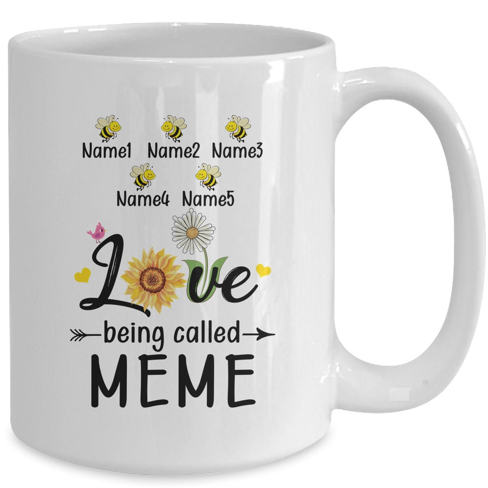 Personalized Being Called Meme Custom With Grandkids Name Sunflower Mothers Day Birthday Christmas Mug | siriusteestore