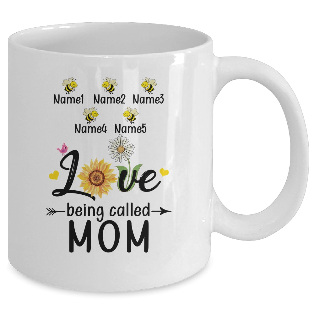Personalized Being Called Mom Custom With Kids Name Sunflower Mothers Day Birthday Christmas Mug | siriusteestore