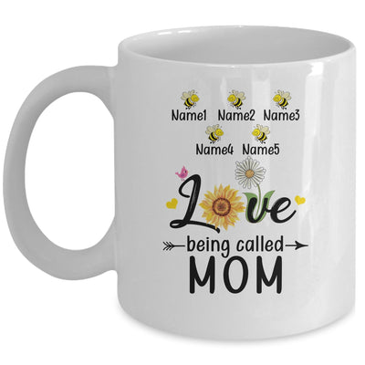 Personalized Being Called Mom Custom With Kids Name Sunflower Mothers Day Birthday Christmas Mug | siriusteestore