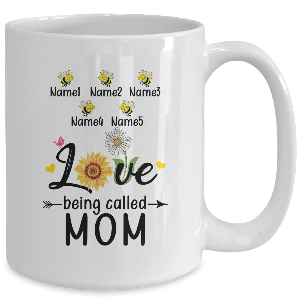 Personalized Being Called Mom Custom With Kids Name Sunflower Mothers Day Birthday Christmas Mug | siriusteestore