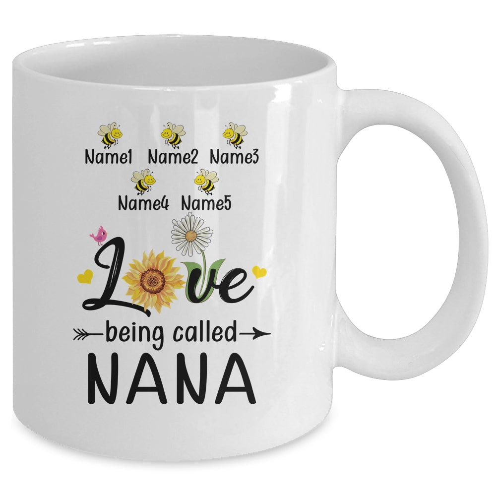 Personalized Being Called Nana Custom With Grandkids Name Sunflower Mothers Day Birthday Christmas Mug | siriusteestore