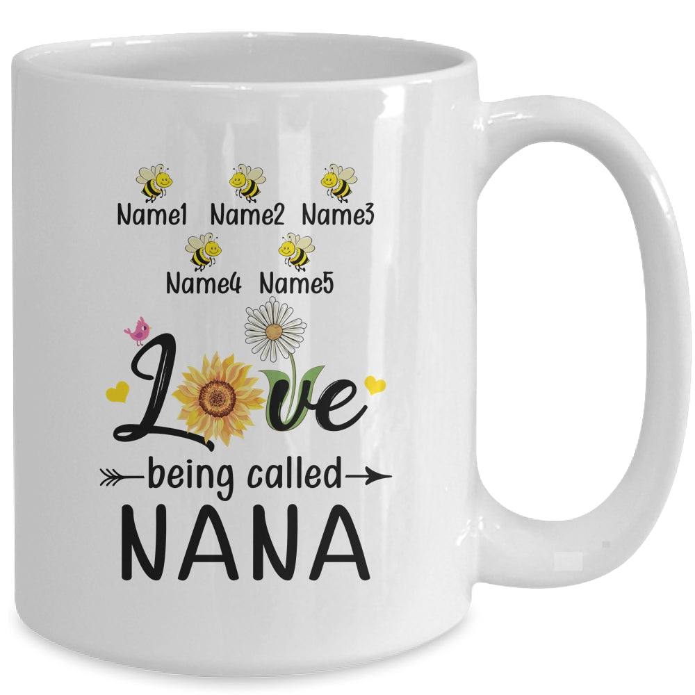 Personalized Being Called Nana Custom With Grandkids Name Sunflower Mothers Day Birthday Christmas Mug | siriusteestore