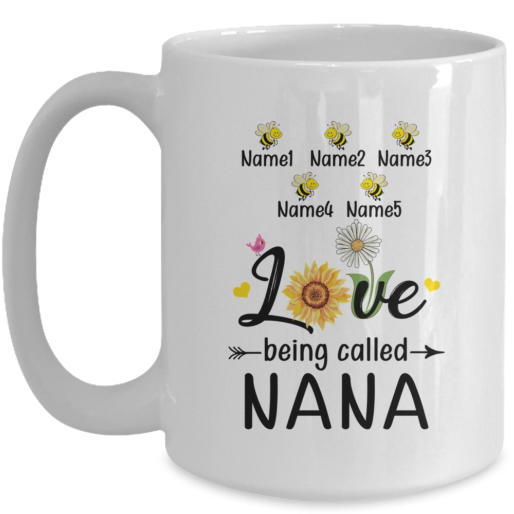 Personalized Being Called Nana Custom With Grandkids Name Sunflower Mothers Day Birthday Christmas Mug | siriusteestore
