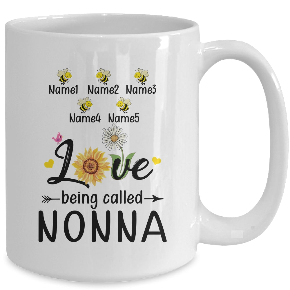 Personalized Being Called Nonna Custom With Grandkids Name Sunflower Mothers Day Birthday Christmas Mug | siriusteestore