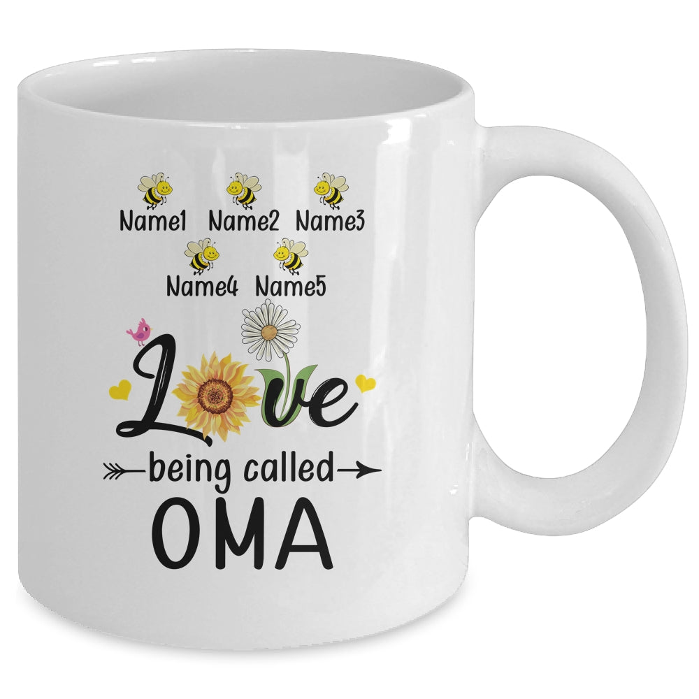 Personalized Being Called Oma Custom With Grandkids Name Sunflower Mothers Day Birthday Christmas Mug | siriusteestore