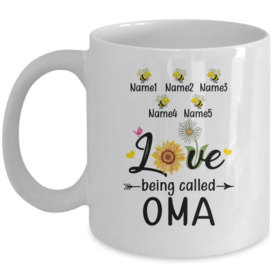 Personalized Being Called Oma Custom With Grandkids Name Sunflower Mothers Day Birthday Christmas Mug | siriusteestore