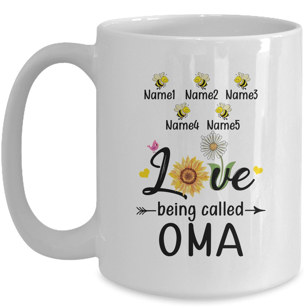 Personalized Being Called Oma Custom With Grandkids Name Sunflower Mothers Day Birthday Christmas Mug | siriusteestore