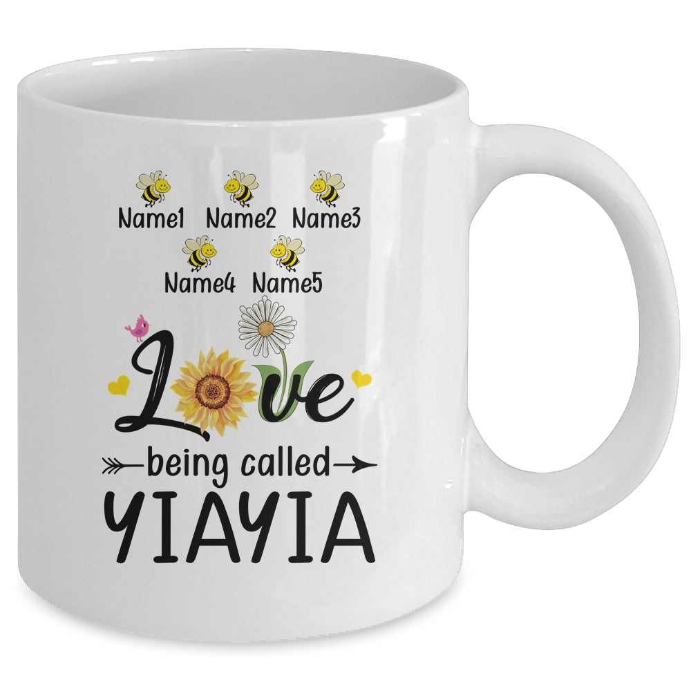 Personalized Being Called Yiayia Custom With Grandkids Name Sunflower Mothers Day Birthday Christmas Mug | siriusteestore