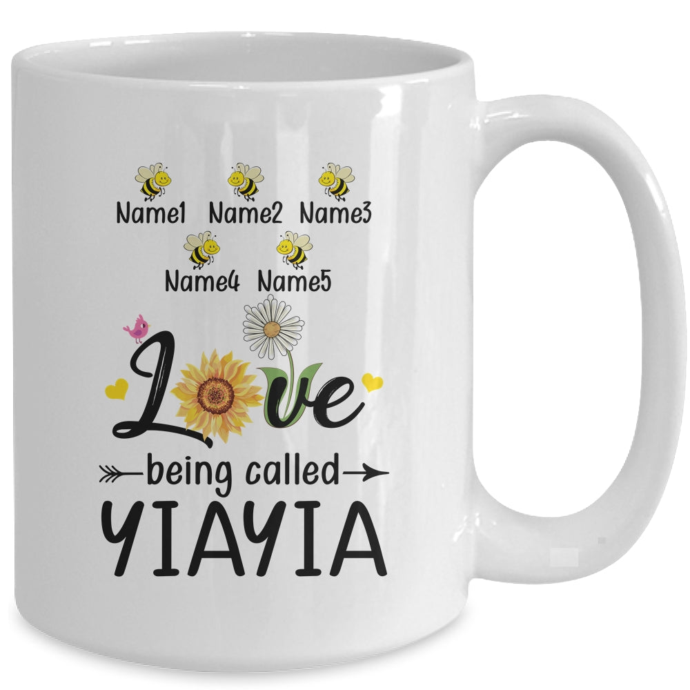 Personalized Being Called Yiayia Custom With Grandkids Name Sunflower Mothers Day Birthday Christmas Mug | siriusteestore