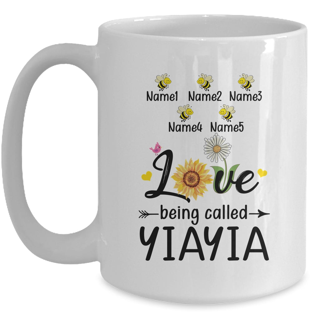 Personalized Being Called Yiayia Custom With Grandkids Name Sunflower Mothers Day Birthday Christmas Mug | siriusteestore