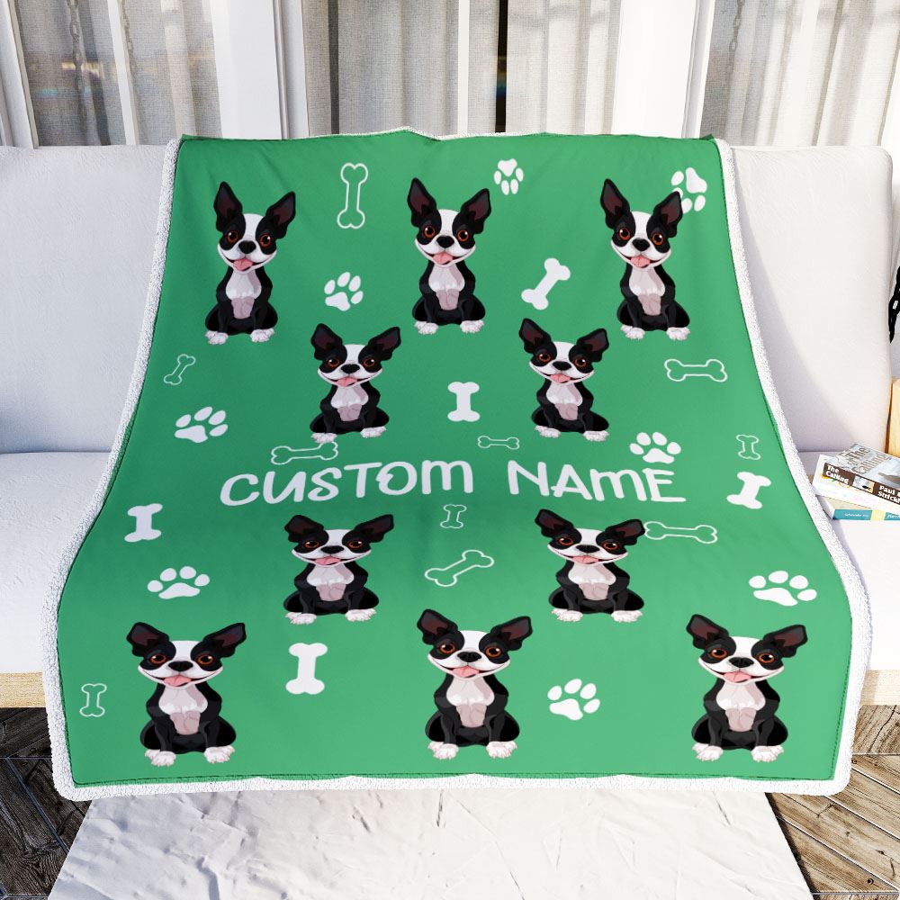 Personalized Custom Boston Terrier Blanket for Dog Mother Mom Dog Father Dad Dog Lover for Women Men Boy Girl Christmas Customized Bed Fleece Throw Blanket | siriusteestore