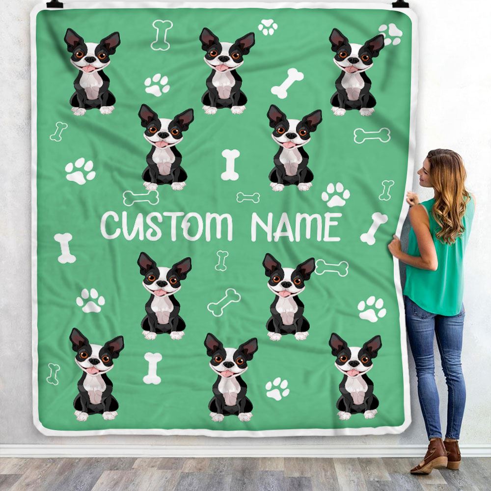Personalized Custom Boston Terrier Blanket for Dog Mother Mom Dog Father Dad Dog Lover for Women Men Boy Girl Christmas Customized Bed Fleece Throw Blanket | siriusteestore
