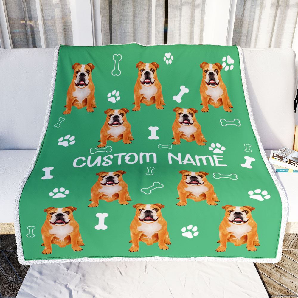 Personalized Custom Bulldog Blanket for Dog Mother Mom Dog Father Dad Dog Lover for Women Men Boy Girl Birthday Christmas Customized Bed Fleece Throw Blanket | siriusteestore