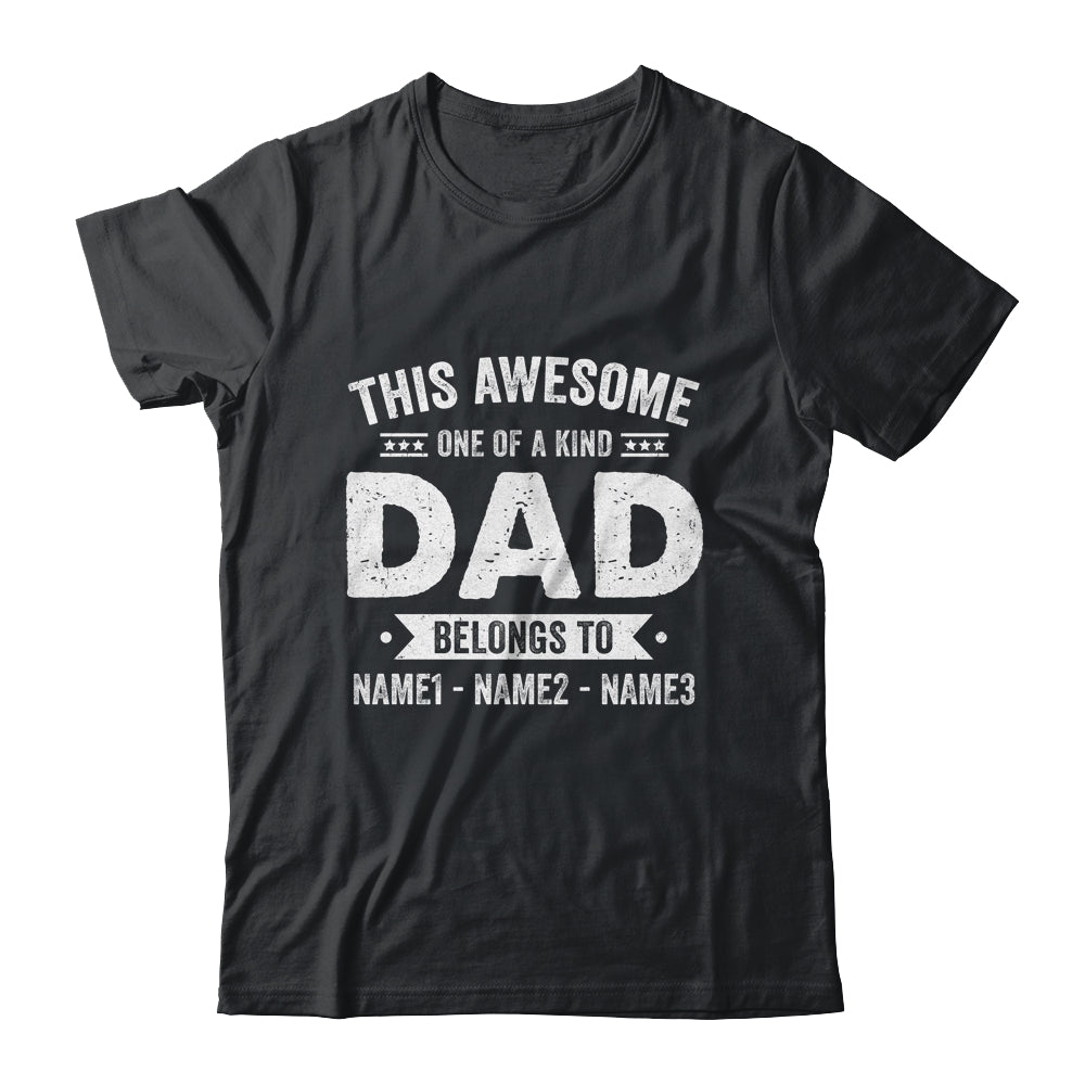 Personalized Custom Kids Name This Awesome Dad Belongs To Kids Custom Dad With Kid's Name For Men Fathers Day Birthday Christmas Shirt & Hoodie | siriusteestore