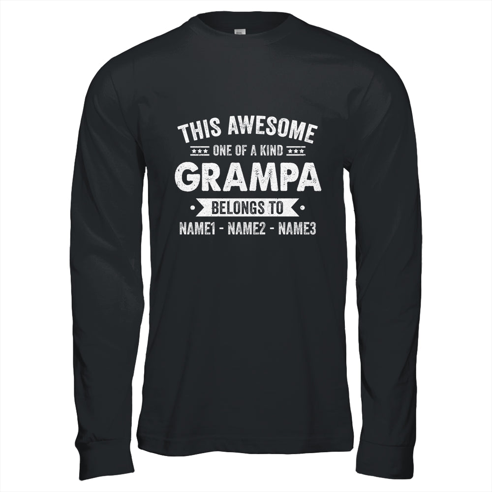 Personalized Custom Kids Name This Awesome Grampa Belongs To Kids Custom Grampa With Kid's Name For Men Fathers Day Birthday Christmas Shirt & Hoodie | siriusteestore