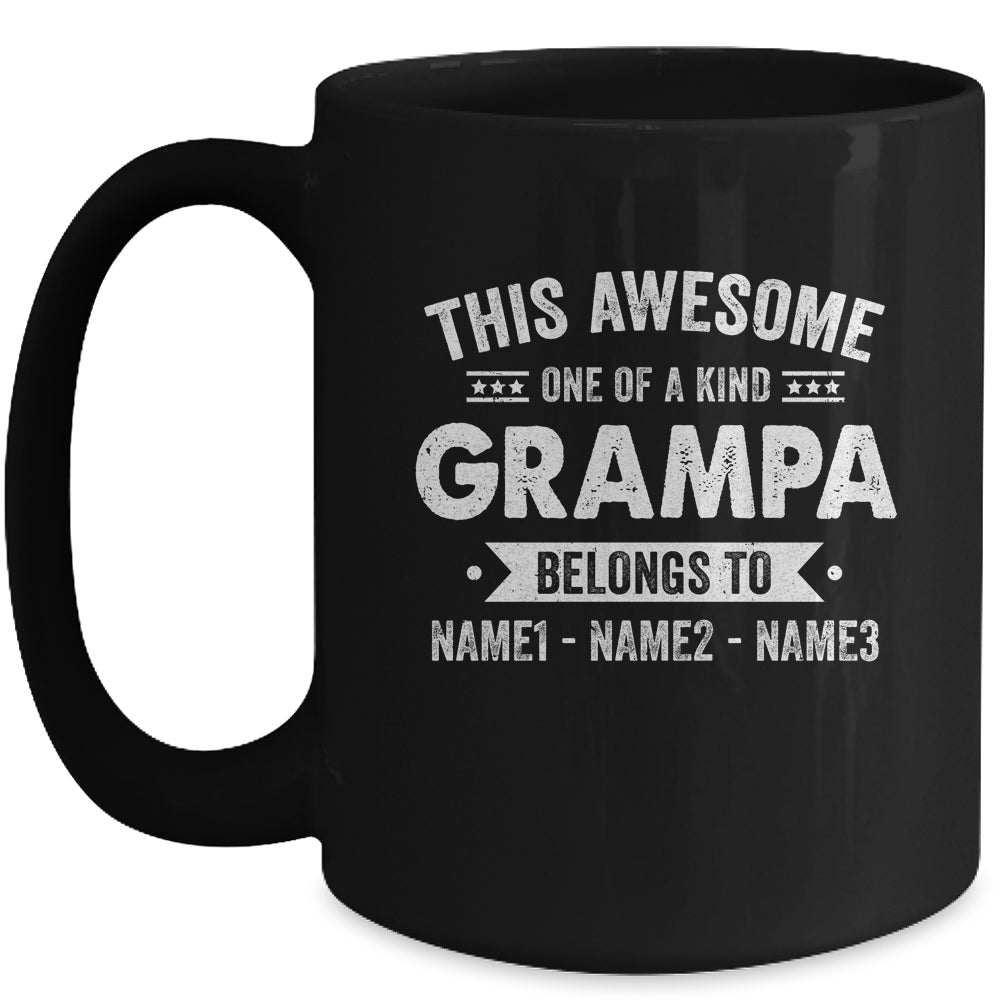 Personalized Custom Kids Name This Awesome Grampa Belongs To Kids Custom Grampa With Kid's Name For Men Fathers Day Birthday Christmas Mug | siriusteestore
