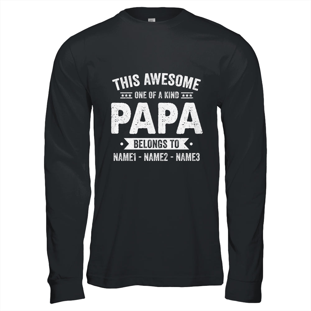 Personalized Custom Kids Name This Awesome Papa Belongs To Kids Custom Papa With Kid's Name For Men Fathers Day Birthday Christmas Shirt & Hoodie | siriusteestore