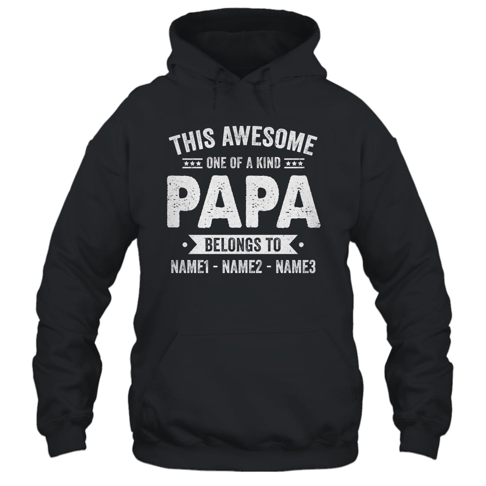 Personalized Custom Kids Name This Awesome Papa Belongs To Kids Custom Papa With Kid's Name For Men Fathers Day Birthday Christmas Shirt & Hoodie | siriusteestore