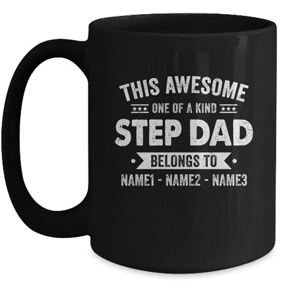 Personalized Custom Kids Name This Awesome StepDad Belongs To Kids Custom Stepfather With Kid's Name For Men Fathers Day Birthday Christmas Mug | siriusteestore