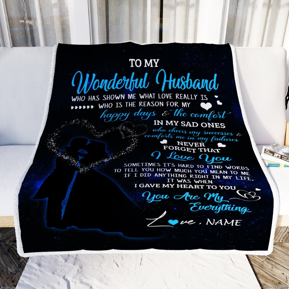 Personalized Custom Name To My Husband Blanket From Wife You Are My Everything Husband Birthday Christmas Wedding Anniversary Bed Quilt Fleece Throw Blanket | siriusteestore