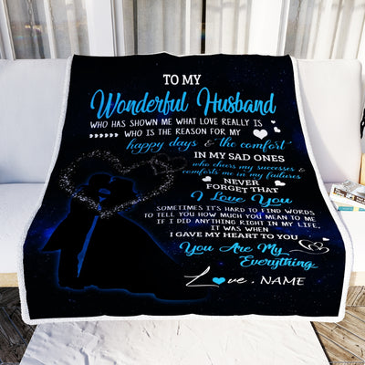Personalized Custom Name To My Husband Blanket From Wife You Are My Everything Husband Birthday Christmas Wedding Anniversary Bed Quilt Fleece Throw Blanket | siriusteestore