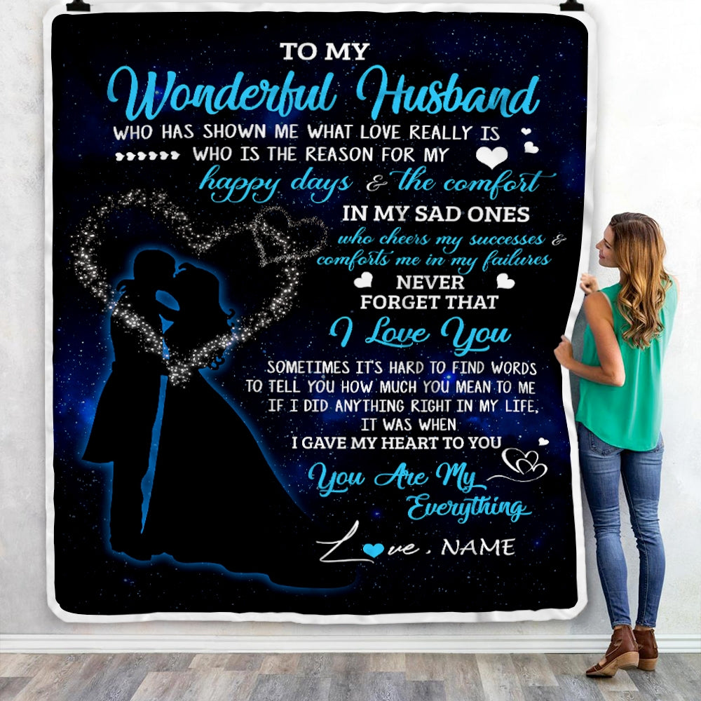 Personalized Custom Name To My Husband Blanket From Wife You Are My Everything Husband Birthday Christmas Wedding Anniversary Bed Quilt Fleece Throw Blanket | siriusteestore