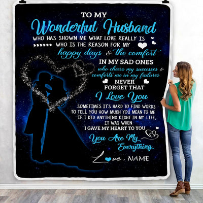 Personalized Custom Name To My Husband Blanket From Wife You Are My Everything Husband Birthday Christmas Wedding Anniversary Bed Quilt Fleece Throw Blanket | siriusteestore