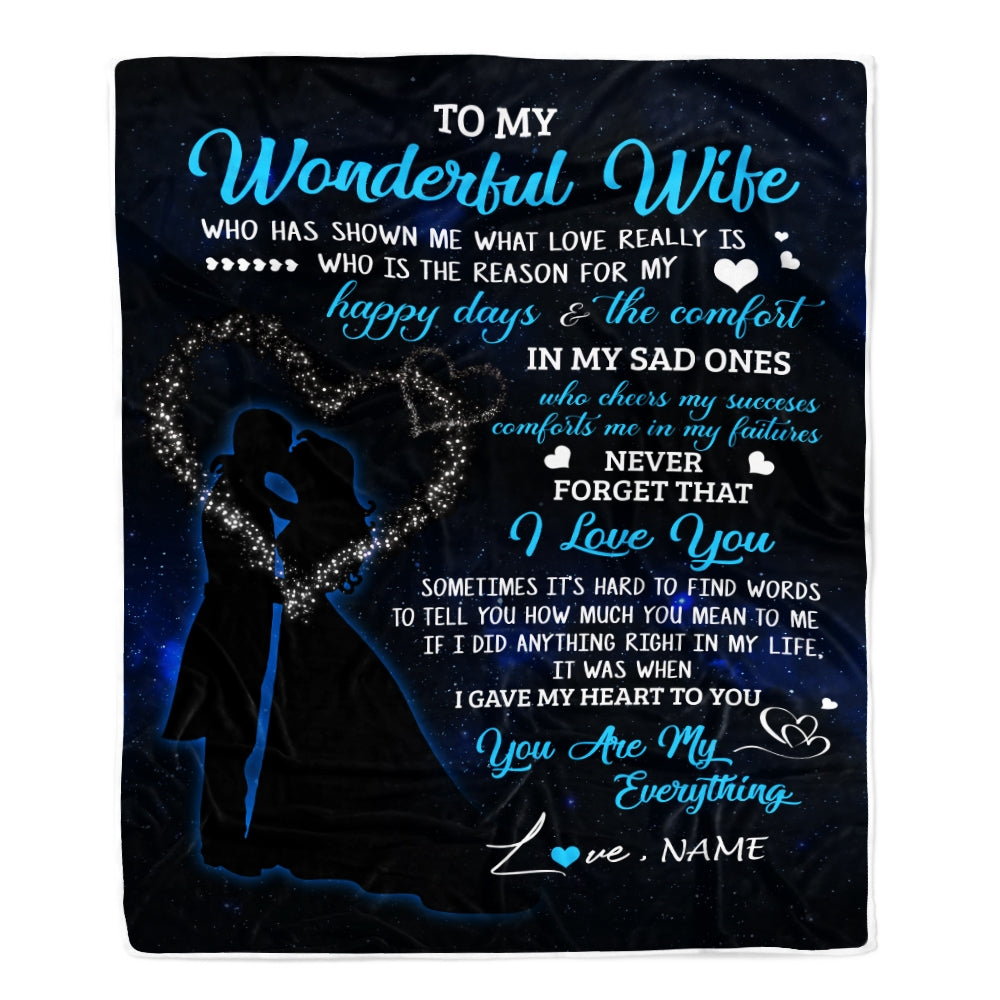 Personalized Custom Name To My Wife Blanket From Husband You Are My Everything Wife Birthday Christmas Wedding Anniversary Bed Quilt Fleece Throw Blanket | siriusteestore