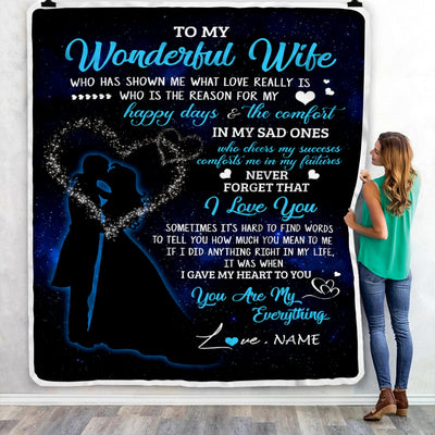 Personalized Custom Name To My Wife Blanket From Husband You Are My Everything Wife Birthday Christmas Wedding Anniversary Bed Quilt Fleece Throw Blanket | siriusteestore
