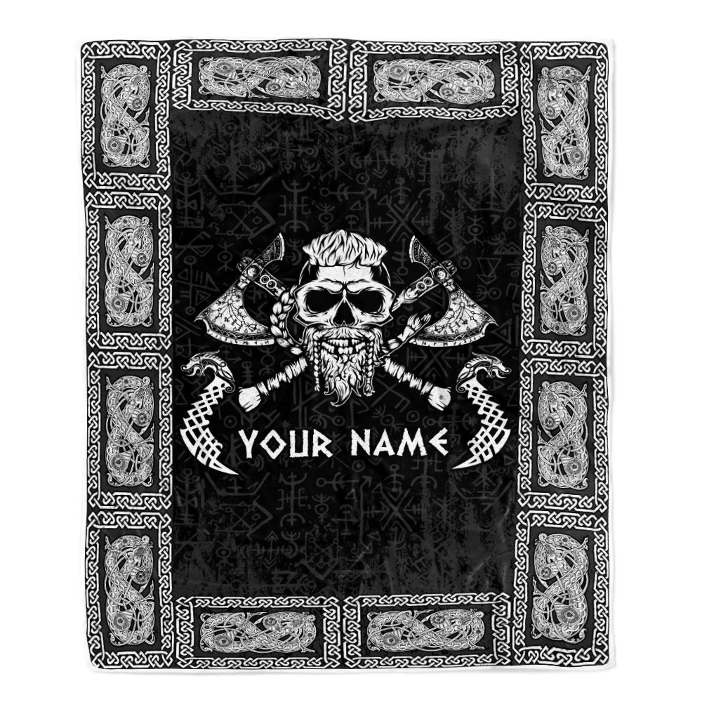 Personalized Custom Name Viking Odin God Celtic Scandinavian Norse Runes For Men Women Mom Dad Lovers Birthday Christmas Bed Quilt Fleece Throw Blanket | siriusteestore