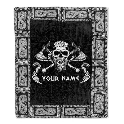 Personalized Custom Name Viking Odin God Celtic Scandinavian Norse Runes For Men Women Mom Dad Lovers Birthday Christmas Bed Quilt Fleece Throw Blanket | siriusteestore