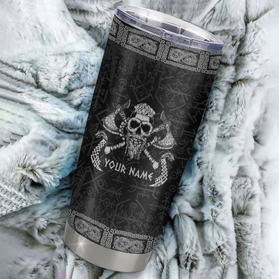 Personalized Custom Name Viking Stainless Steel Tumbler Cup Odin God Celtic Scandinavian Norse Runes for Men Women Mom Dad Lovers Birthday Christmas Travel Mug | siriusteestore