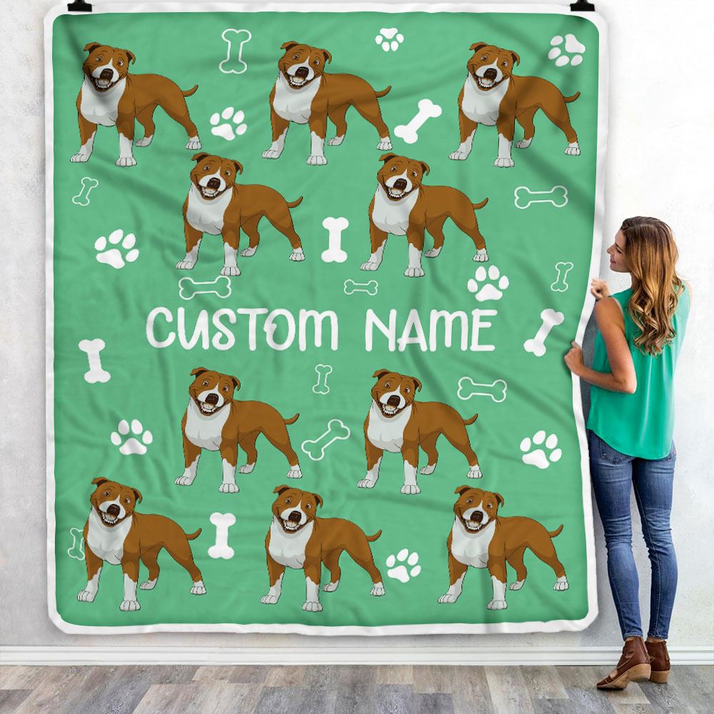 Personalized Custom Pitbull Blanket for Dog Mother Mom Dog Father Dad Dog Lover for Women Men Boy Girl Birthday Christmas Customized Bed Fleece Throw Blanket | siriusteestore