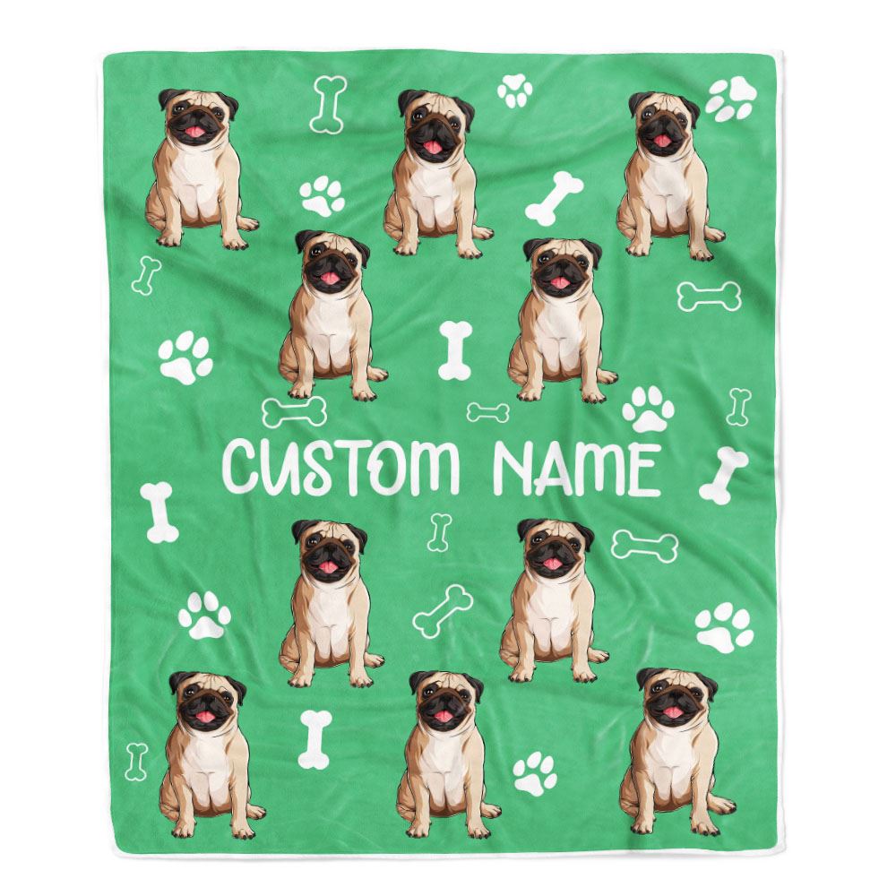 Personalized Custom Pug Blanket for Dog Mother Mom Dog Father Dad Dog Lover for Women Men Boy Girl Birthday Christmas Customized Bed Fleece Throw Blanket | siriusteestore
